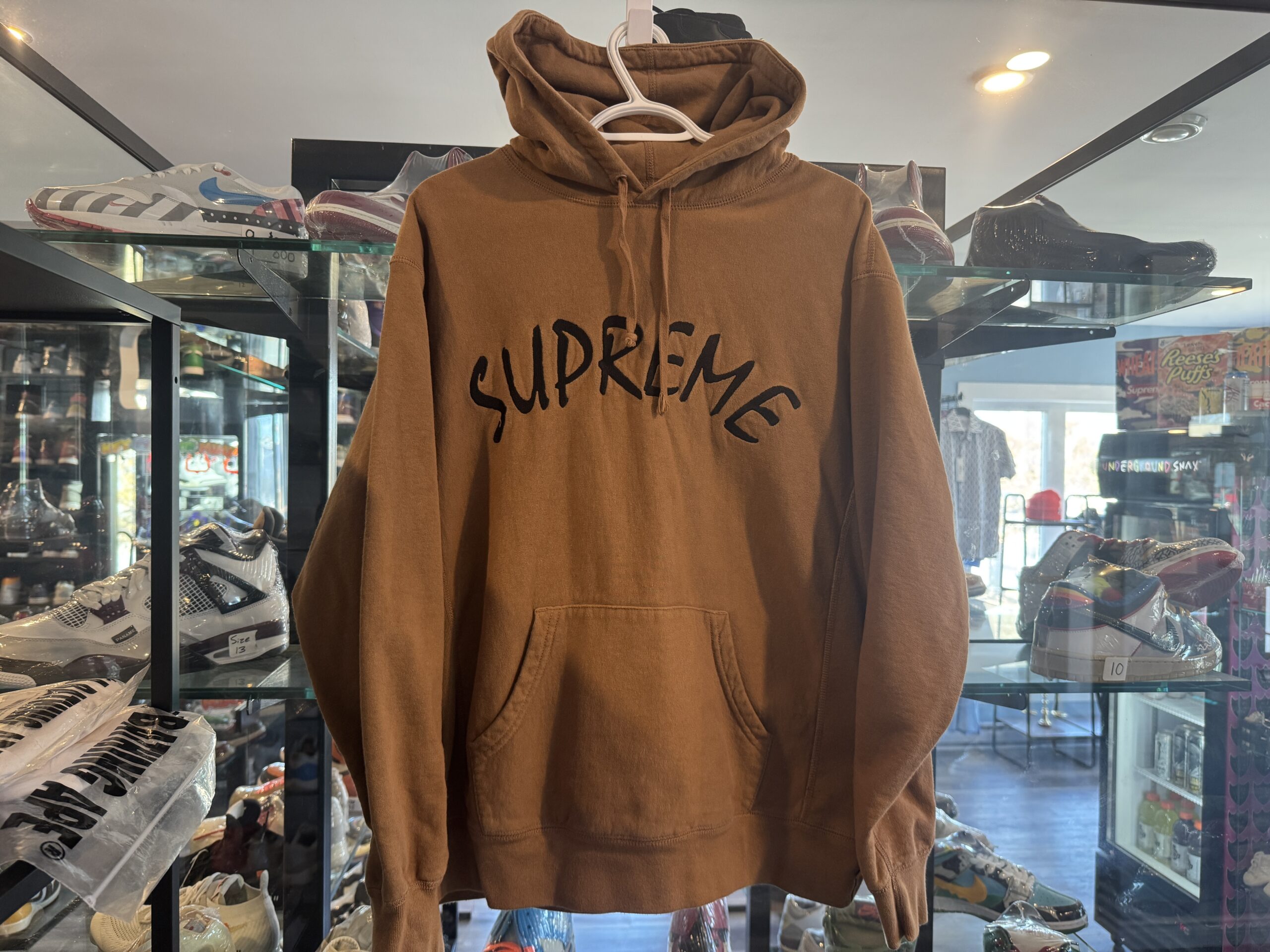 Preowned Supreme FTP Arc Hooded Sweatshirt Brown Size M