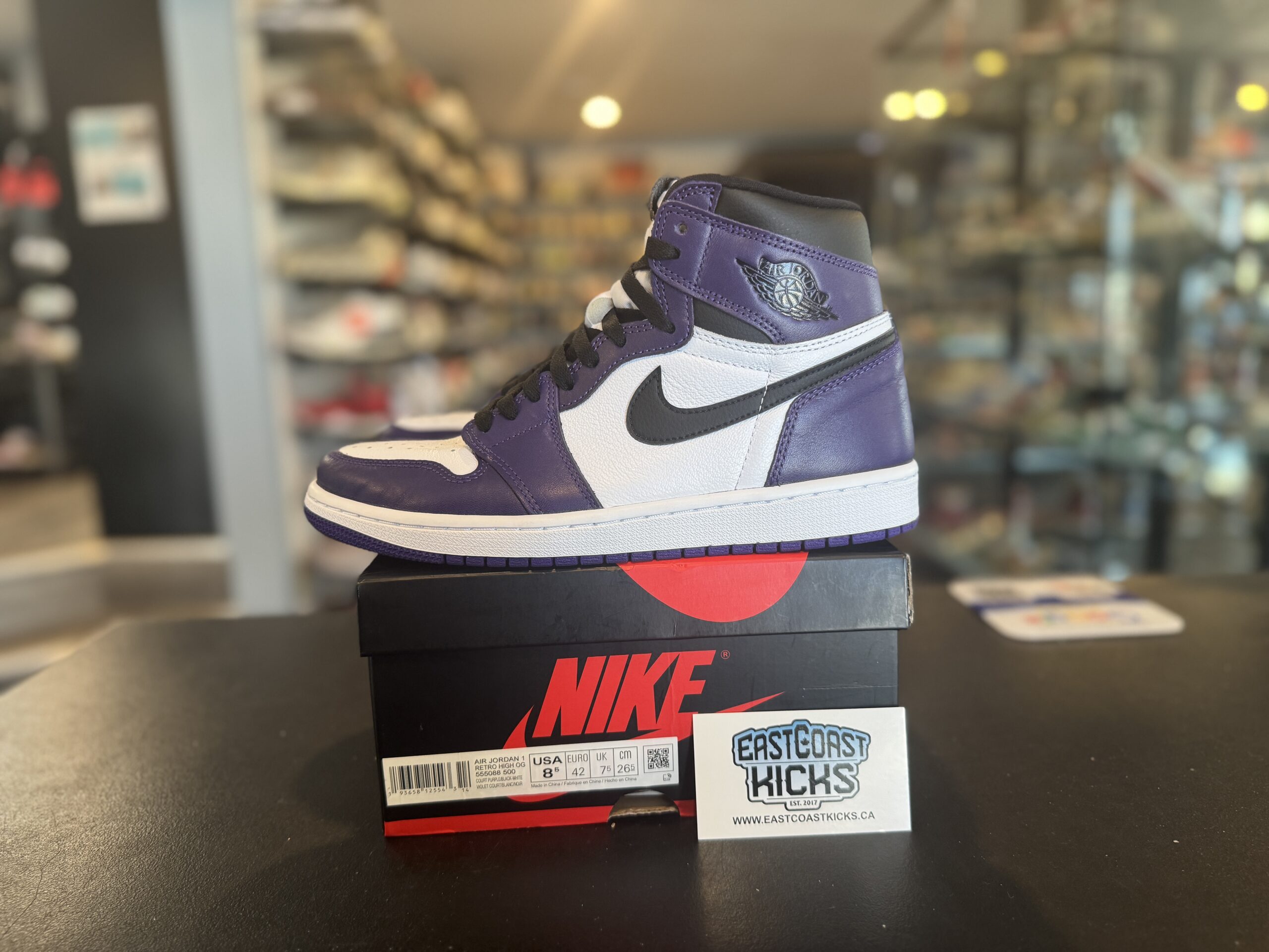 Preowned Jordan 1 Retro High Court Purple White Size 8.5