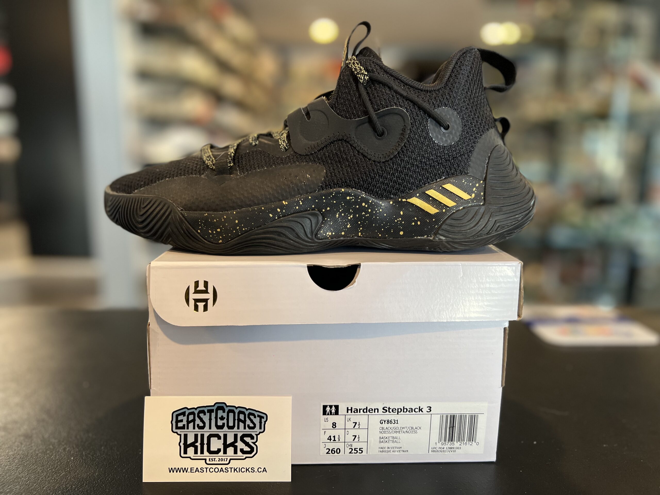 Preowned Adidas Harden Stepback 3 Black Gold Metallic Size 8