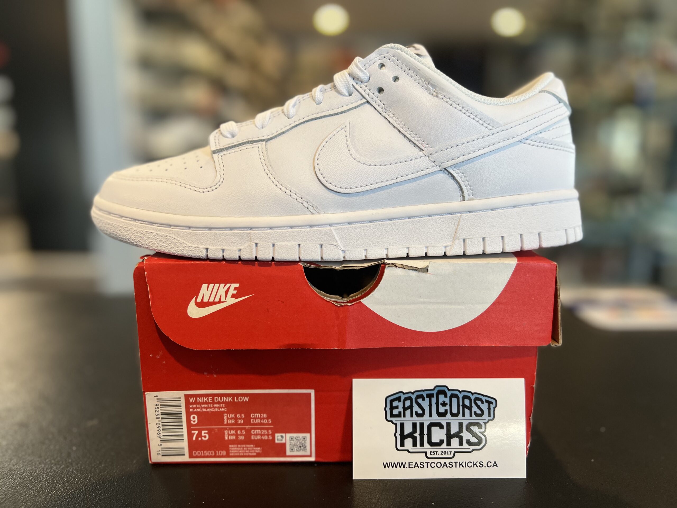 Nike Dunk Low Triple White 2021 Size 9w/7.5Y