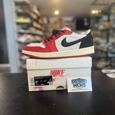 Preowned Jordan 1 Low OG Trophy Room Rookie Card Away Size 8.5