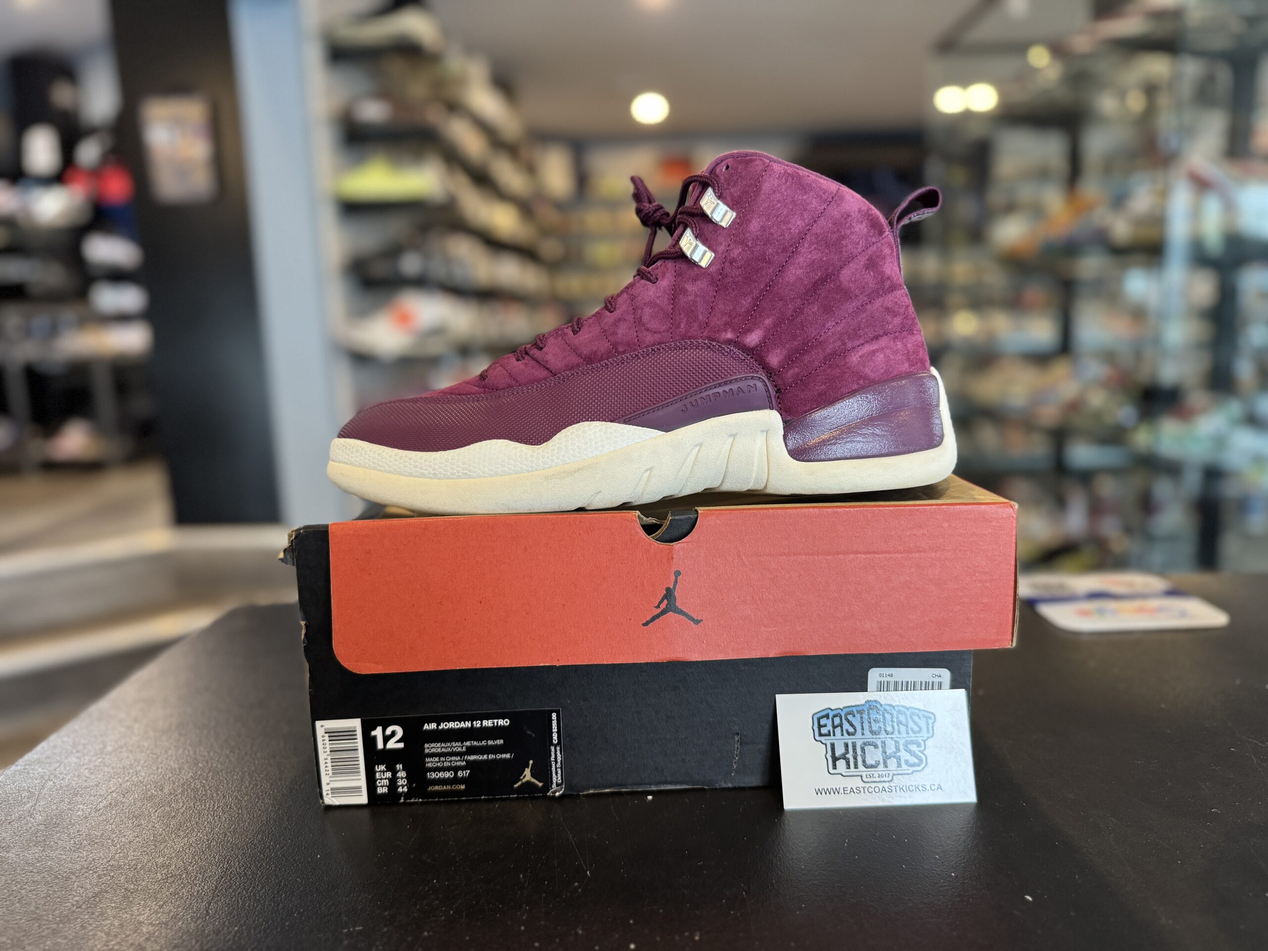 Preowned Jordan 12 Bordeaux Size 12