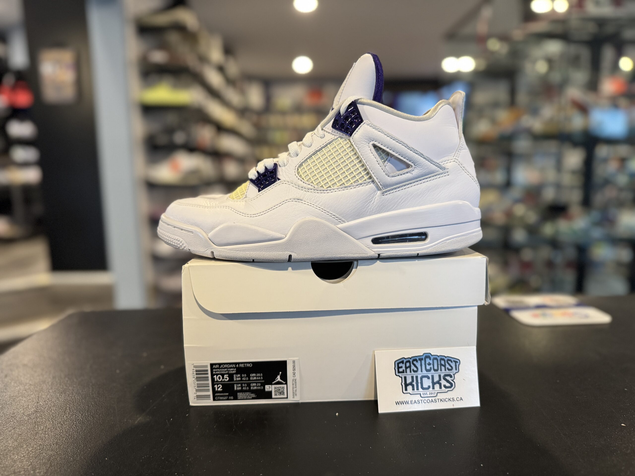 Preowned Jordan 4 Metallic Purple Size 10.5