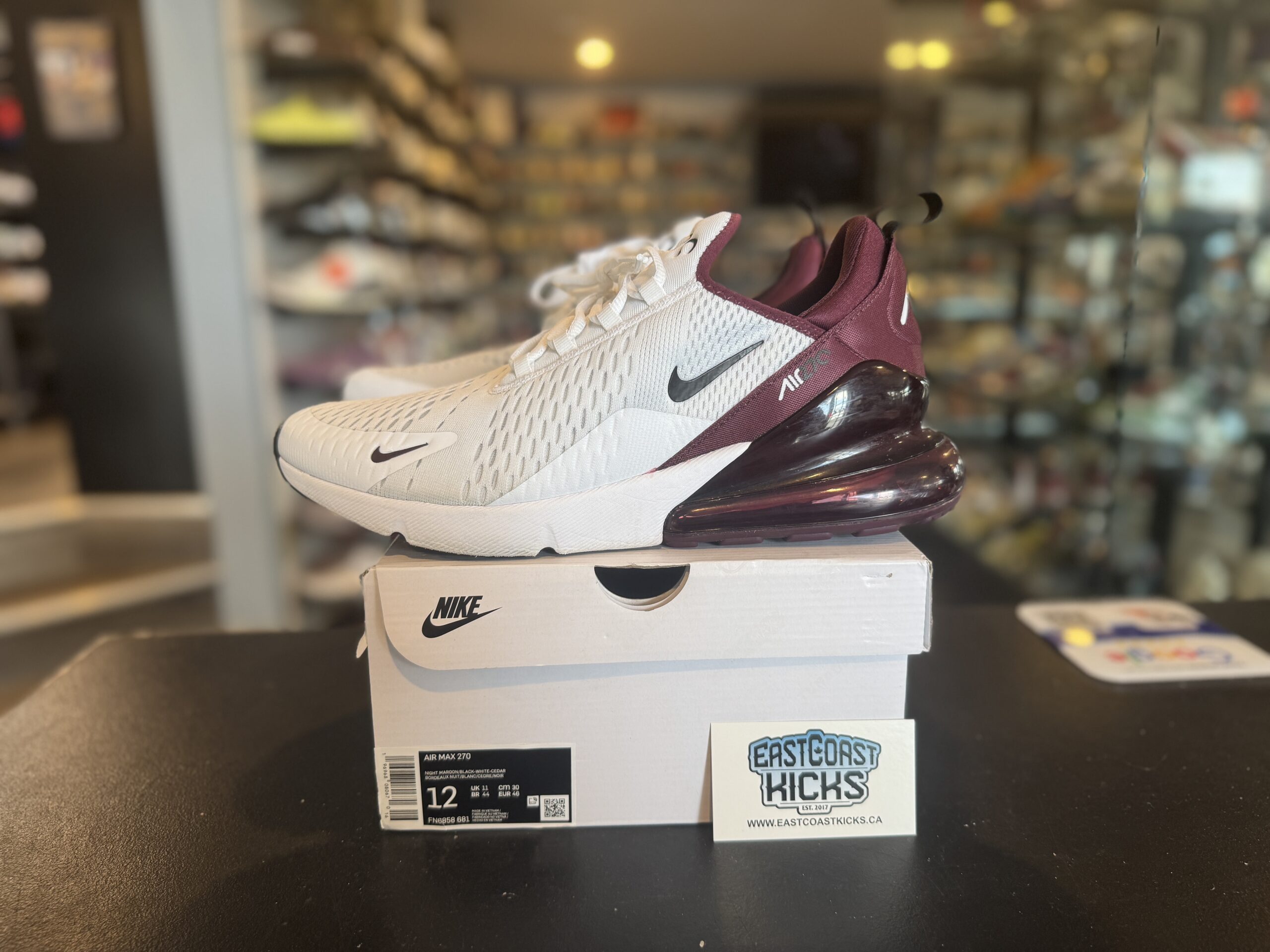 Preowned Nike Air Max 270 Night Maroon Size 12
