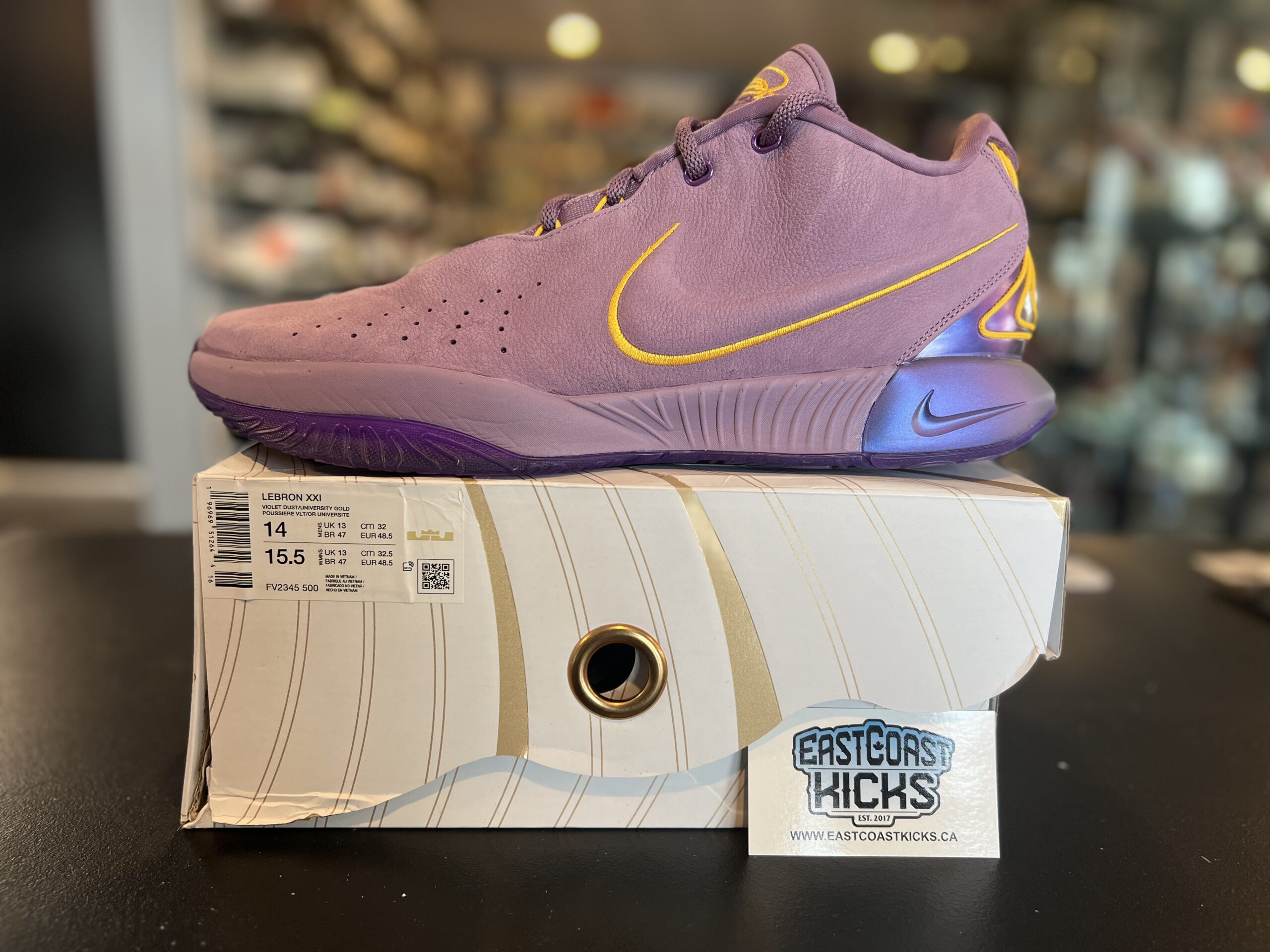 Preowned Nike LeBron 21 Purple Rain Size 14
