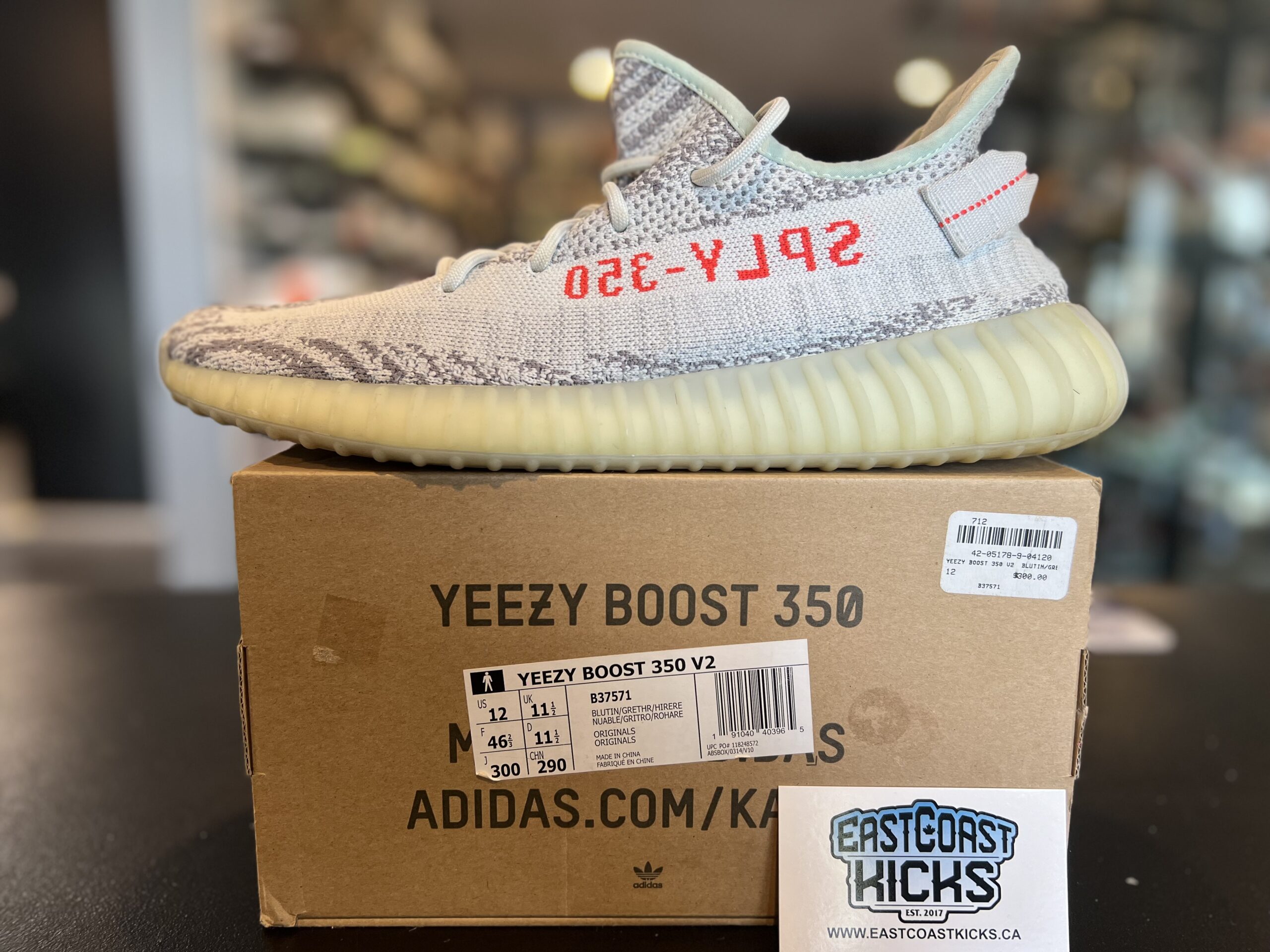 Preowned Adidas Yeezy Boost 350 V2 Blue Tint Size 12