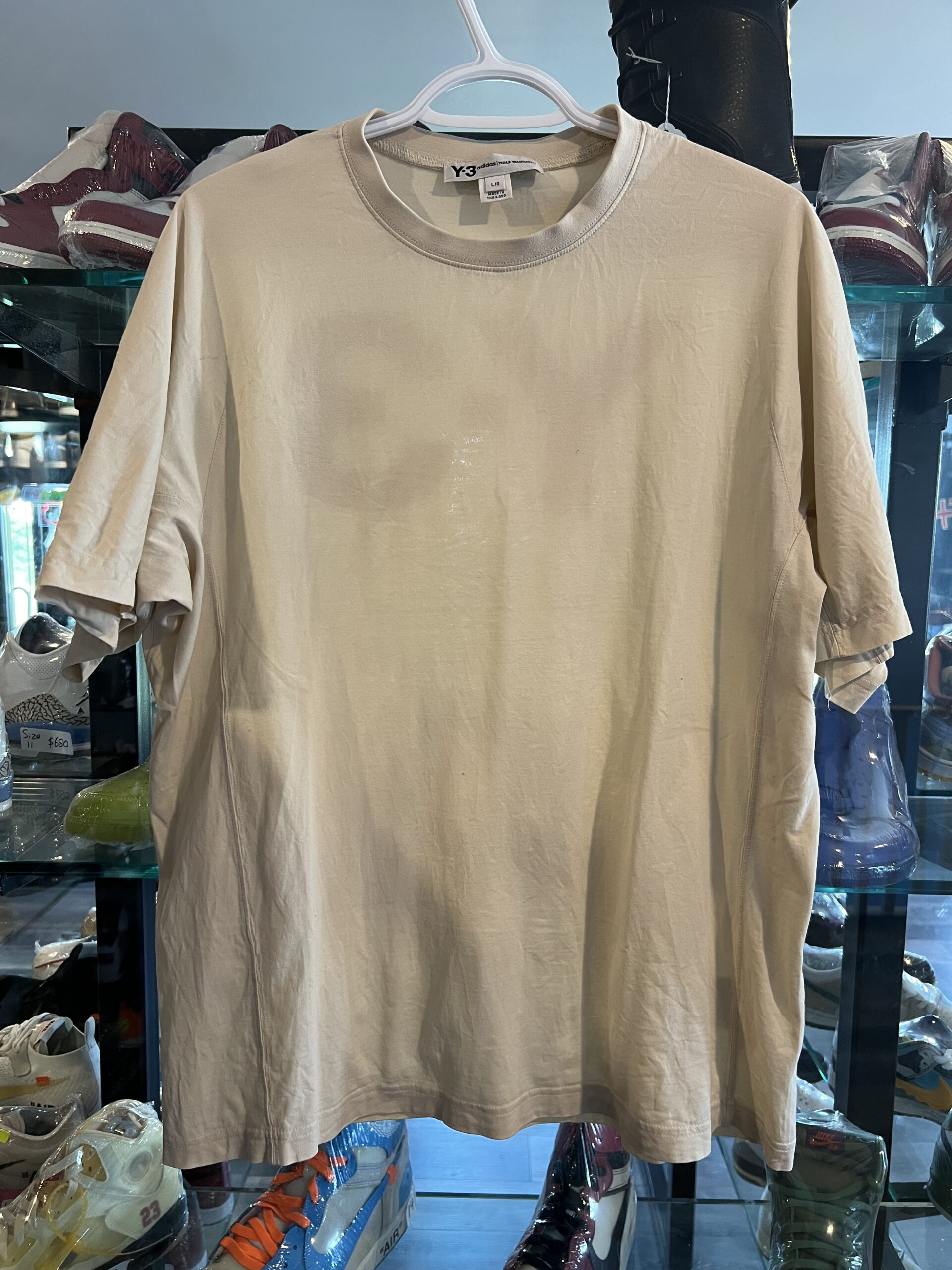 Preowned Adidas Y-3 Back Logo Tee Beige Size L