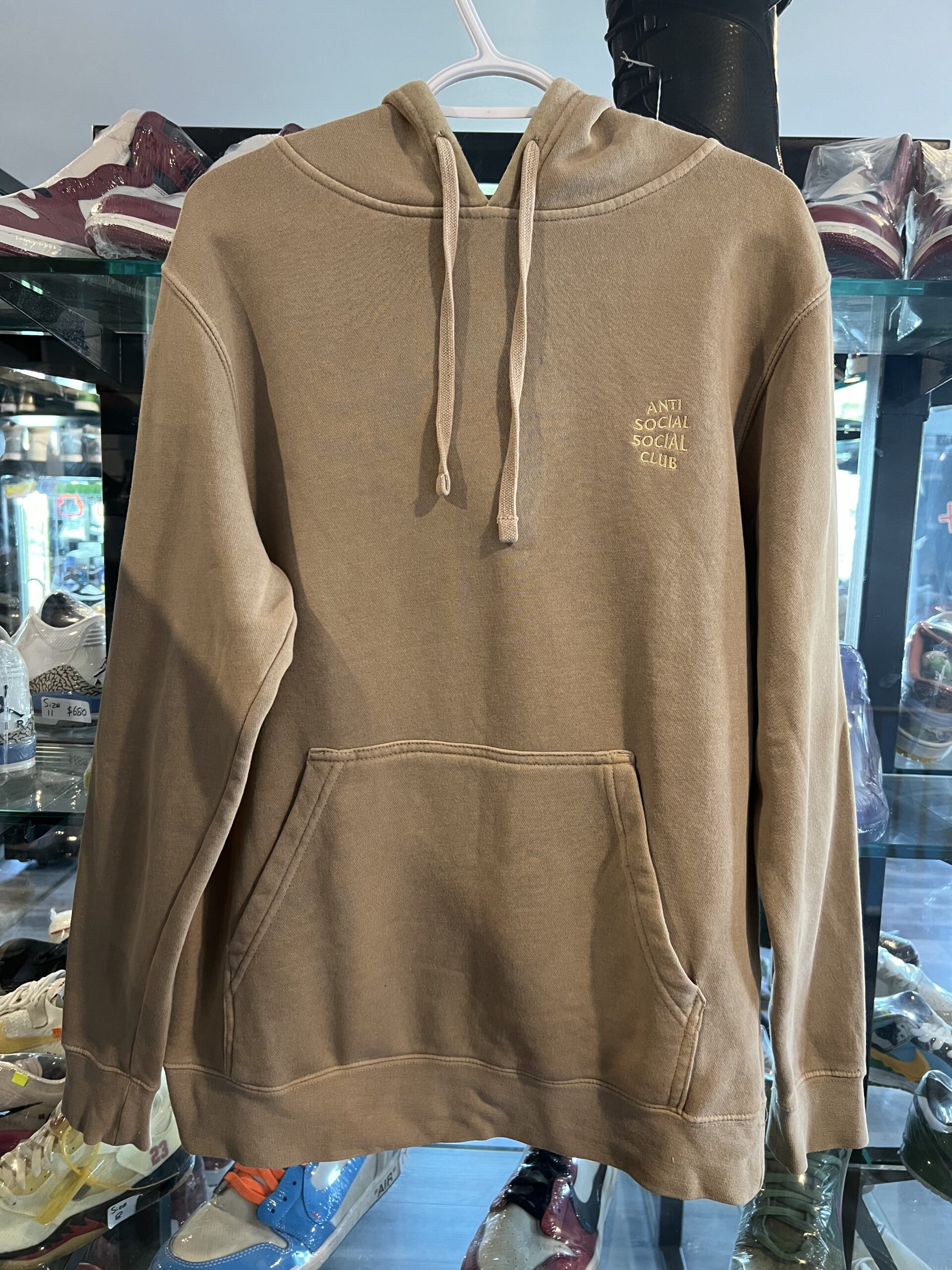 Preowned ASSC Anti Social Social Club Hoodie Tan Size S