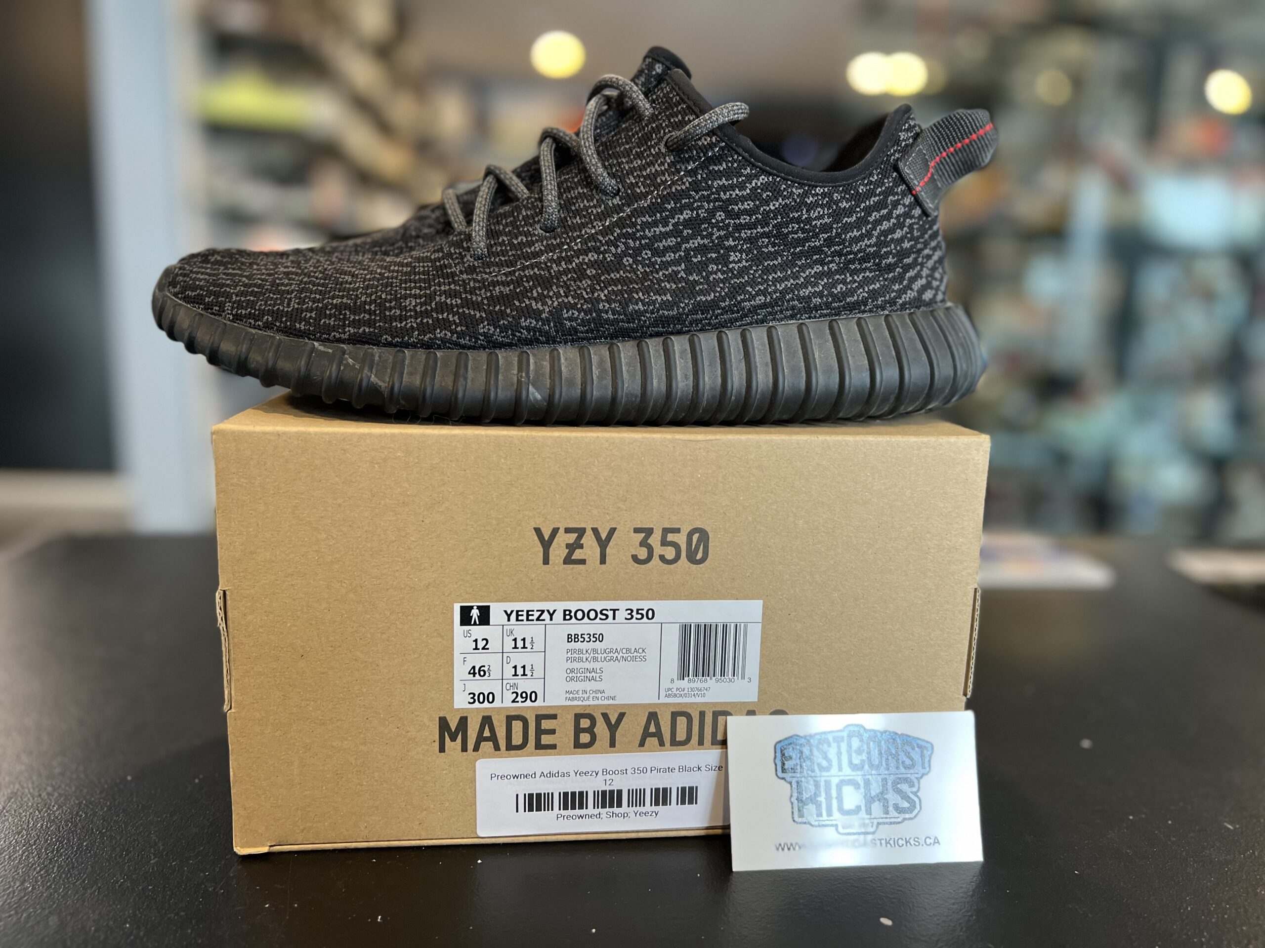 Preowned Adidas Yeezy Boost 350 Pirate Black (2023) Size 12