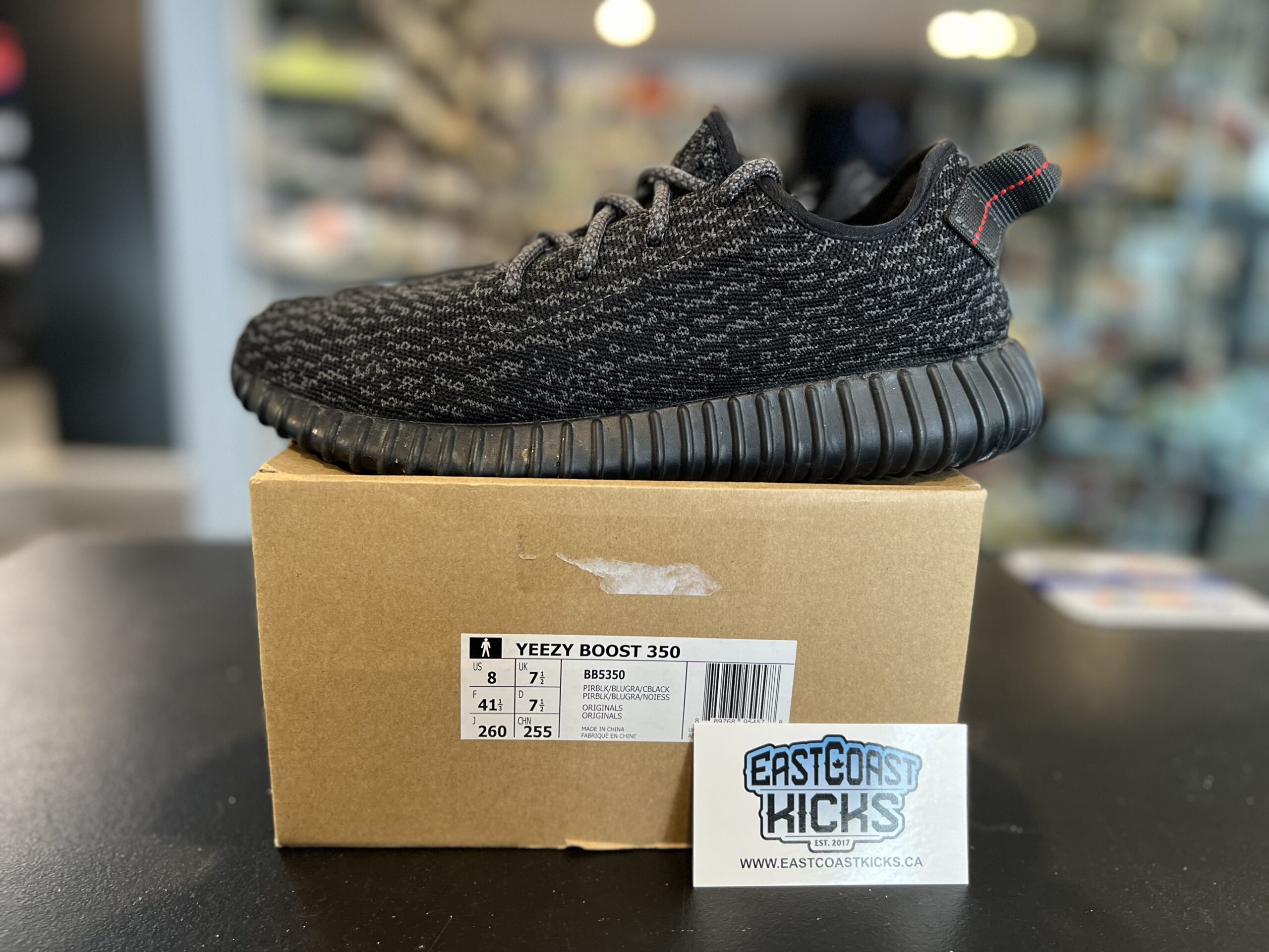 Preowned Adidas Yeezy Boost 350 Pirate Black (2016) Size 8