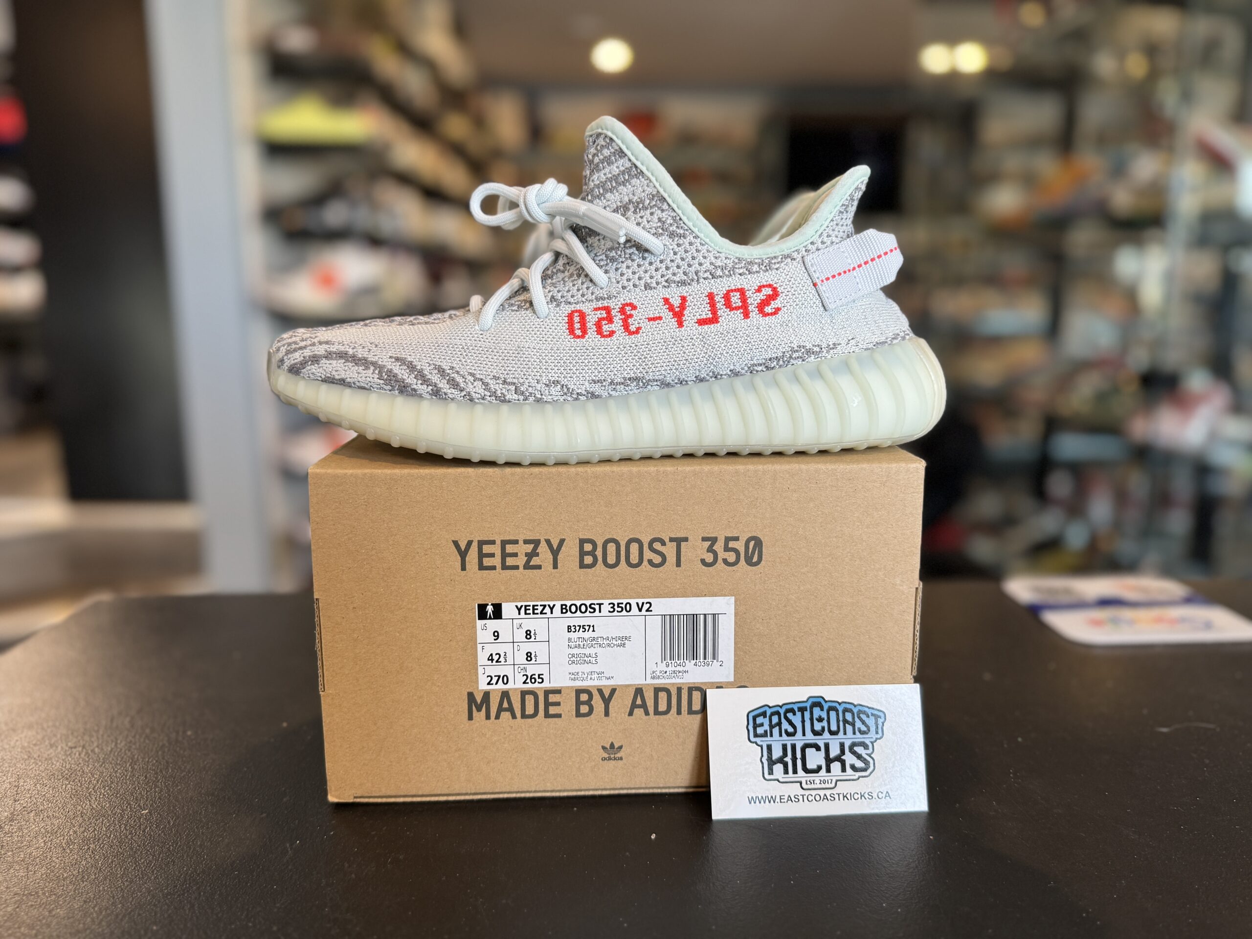 Preowned Adidas Yeezy Boost 350 V2 Blue Tint Size 9