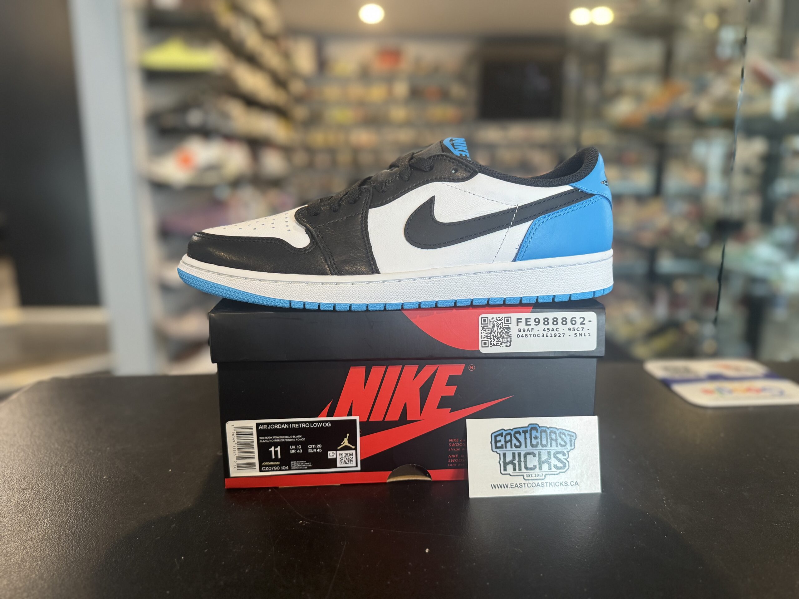 Jordan 1 Retro Low OG Black Dark Powder Blue Size 11