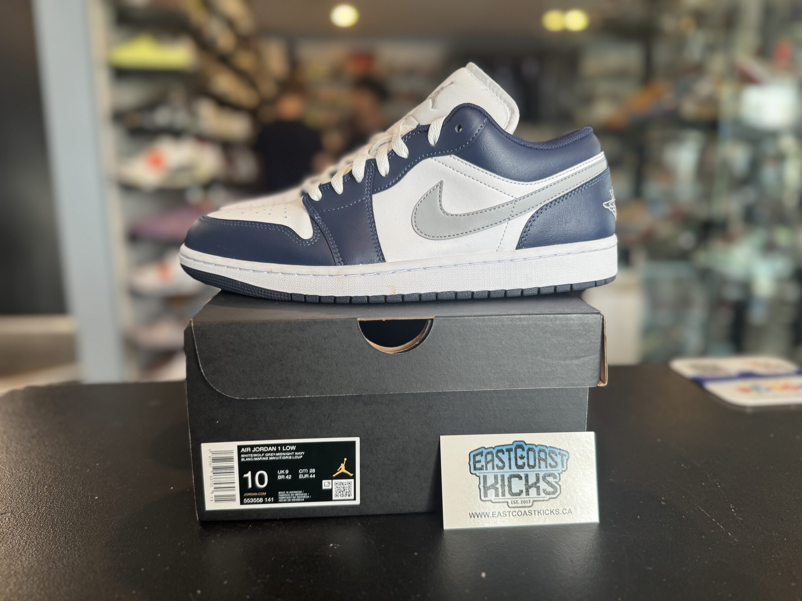 Preowned Jordan 1 Low Wolf Grey Midnight Navy Size 10