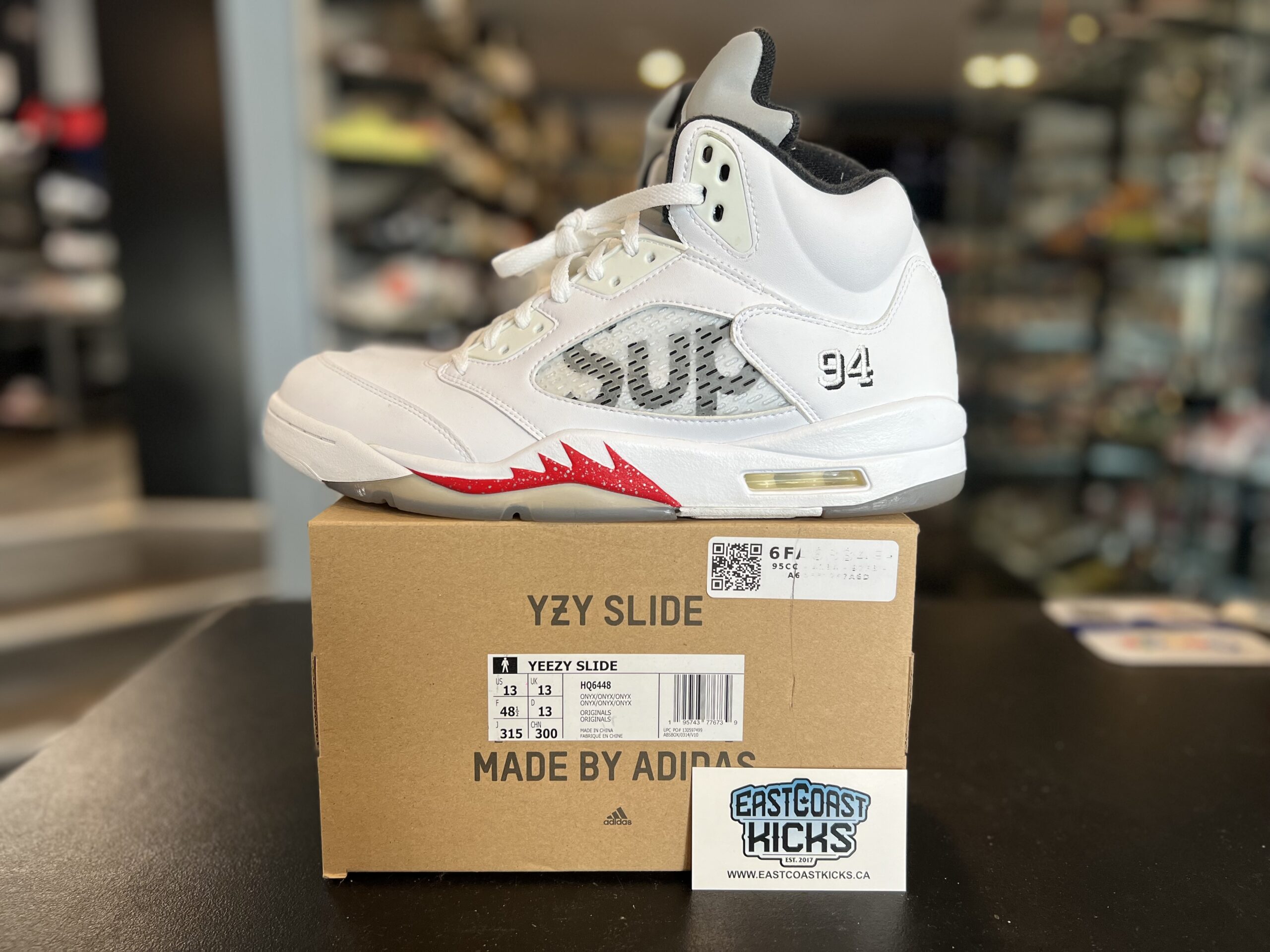 Preowned Jordan 5 Retro Supreme White Size 12