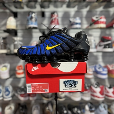 Preowned Nike Shox TL Black Lyon Blue Varsity Maize Size 11