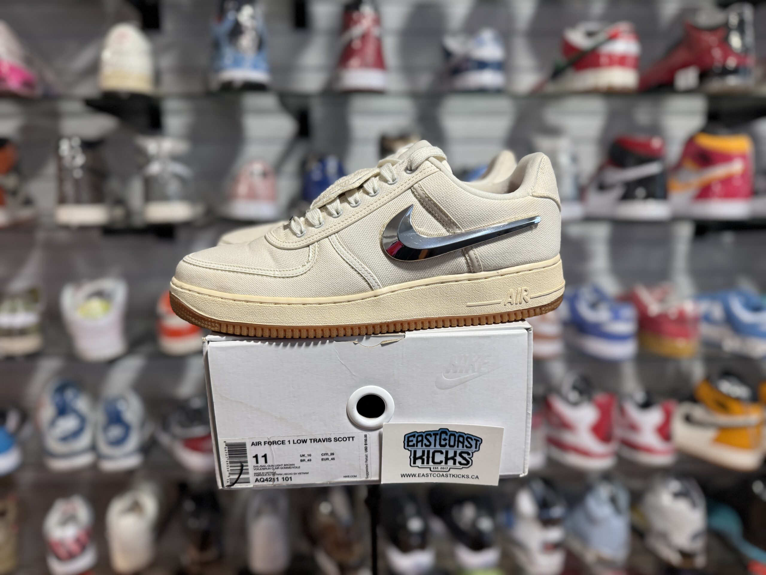 Preowned Nike Air Force 1 Low Travis Scott Sail Size 11