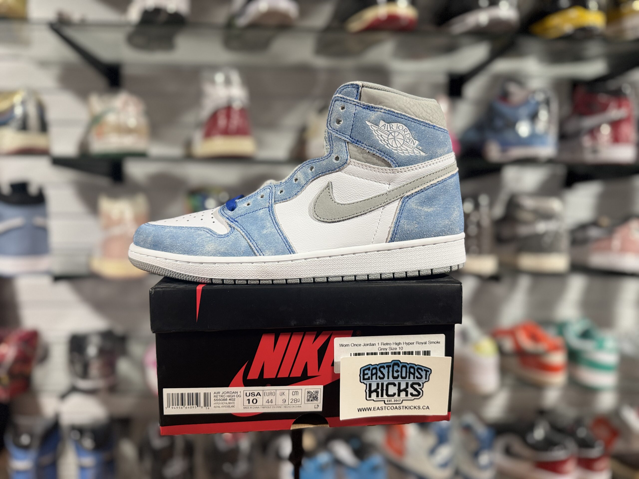 Jordan 1 Retro High Hyper Royal Smoke Grey Size 10