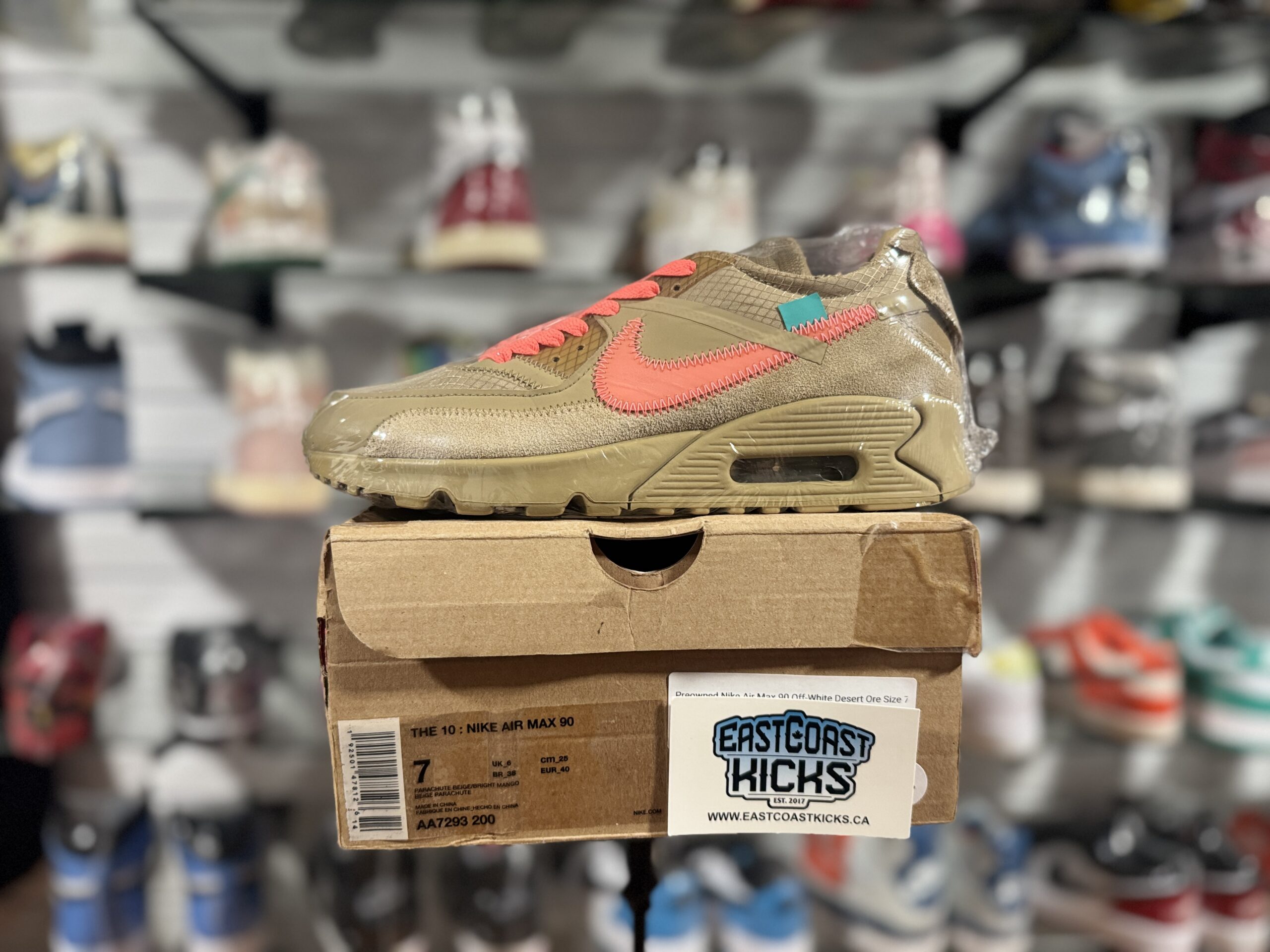 Preowned Nike Air Max 90 Off-White Desert Ore Size 7