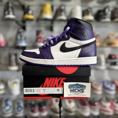 Preowned Jordan 1 High Court Purple White Size 9
