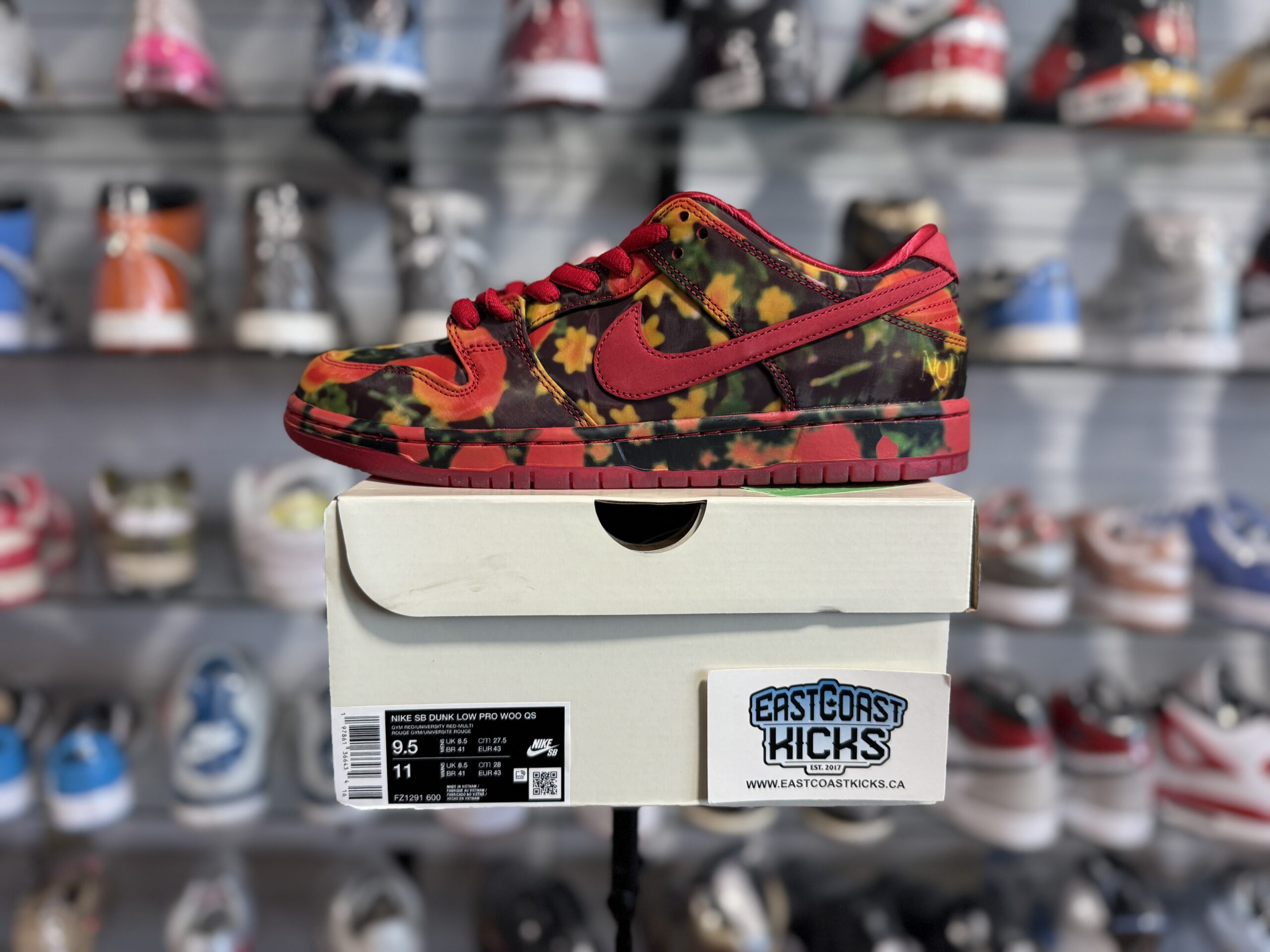Nike SB Dunk Low The Wizard of Oz Poppy Field Size 9.5