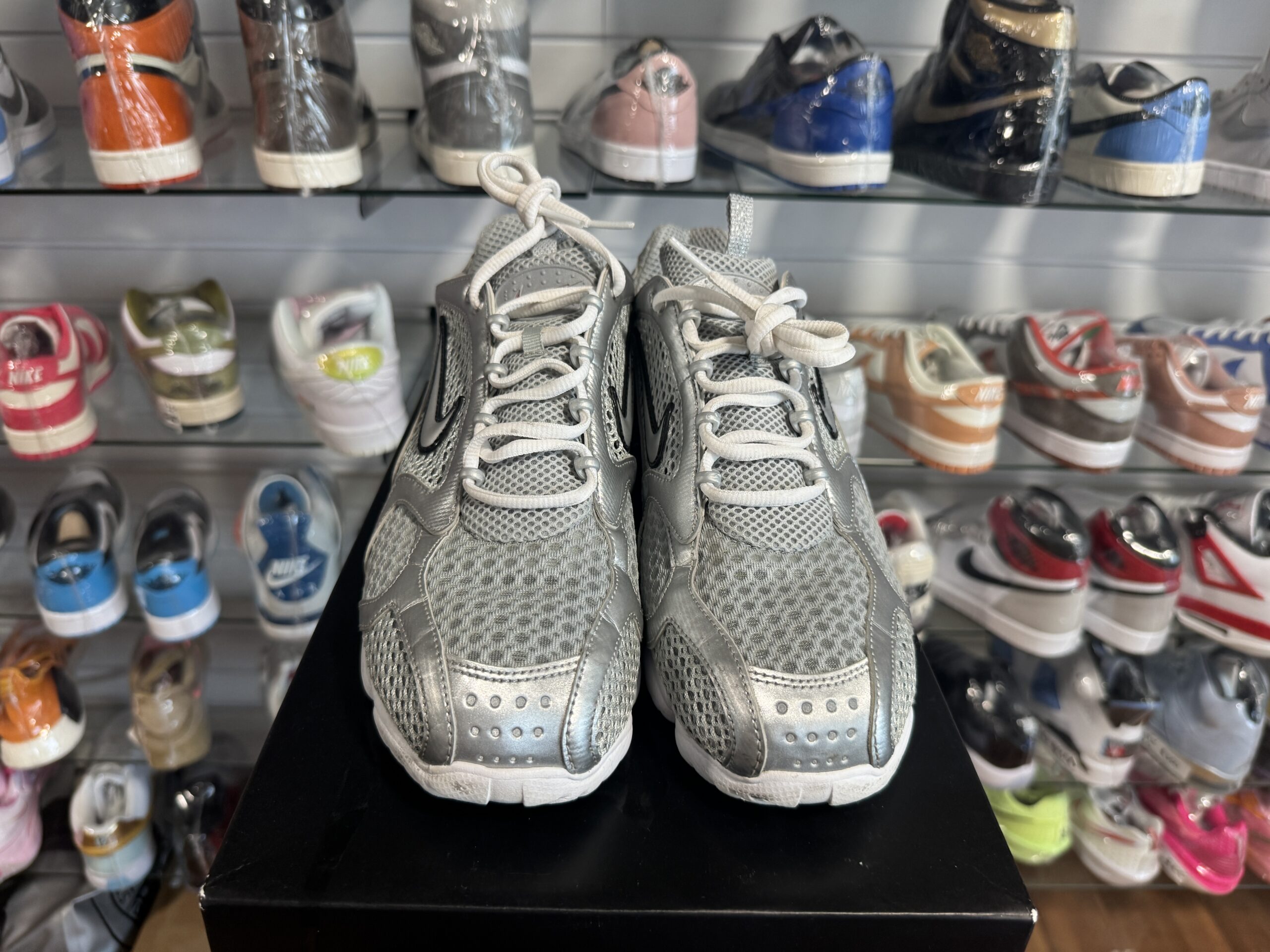 Preowned Nike Air Zoom Spiridon Cage Metallic Silver Size 12 - Image 3