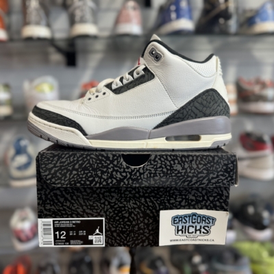 Preowned Jordan 3 Retro Cement Grey Size 12