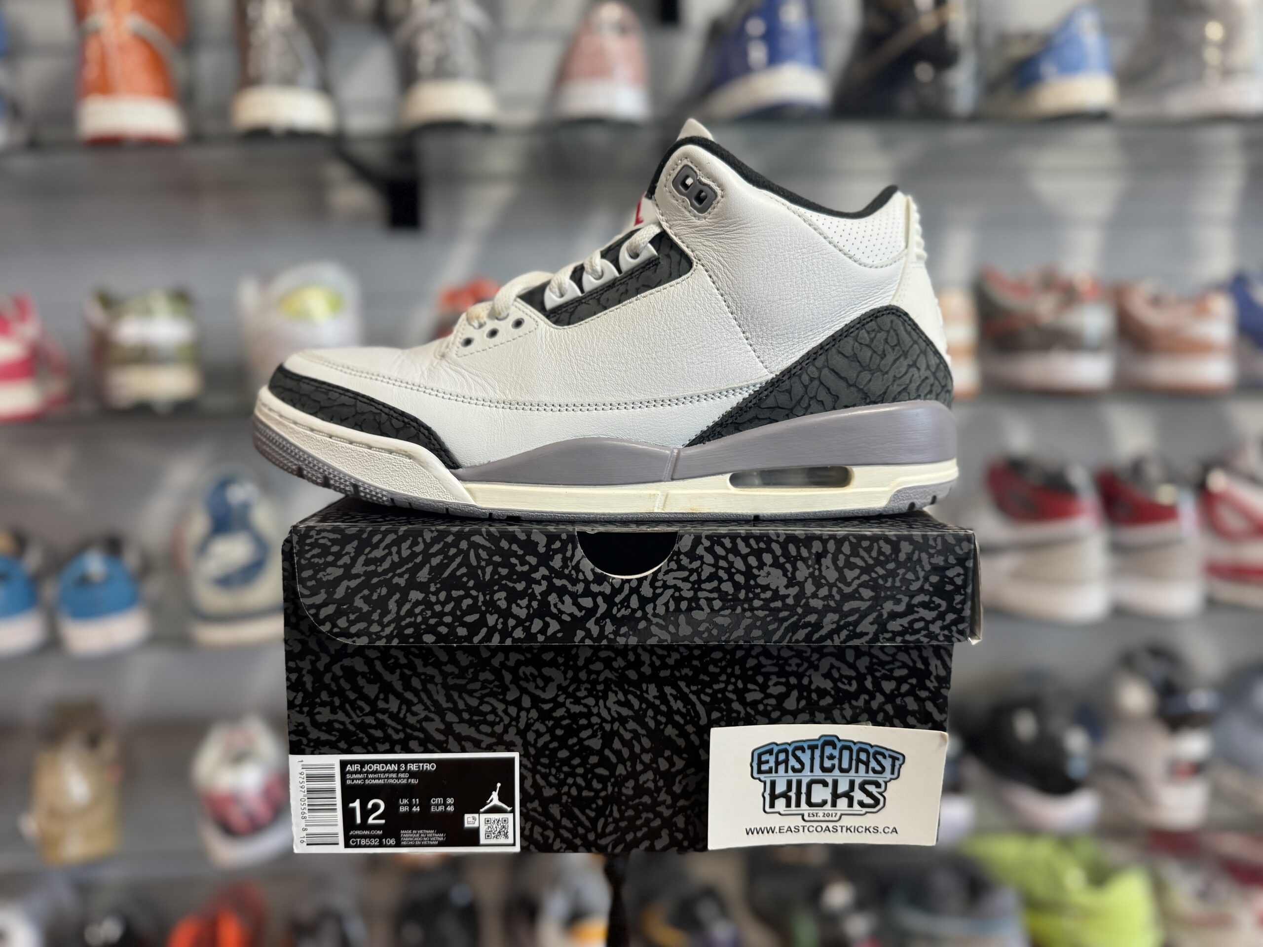 Preowned Jordan 3 Retro Cement Grey Size 12