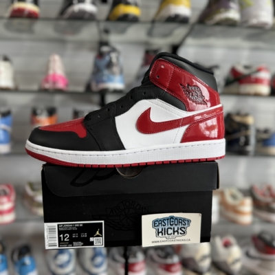 Jordan 1 Mid SE Patent Bred Toe Size 12
