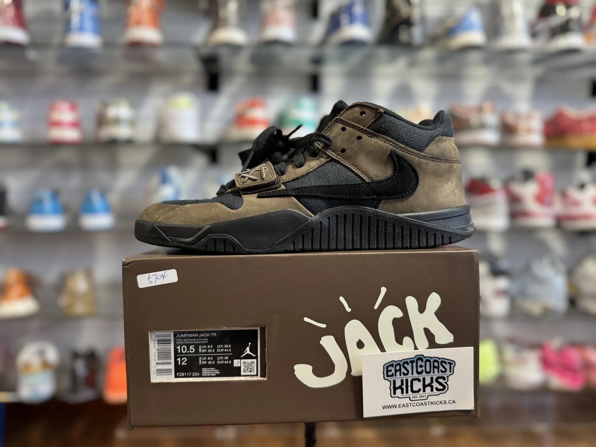 Preowned Jordan Jumpman Jack TR Travis Scott Dark Mocha Size 10.5