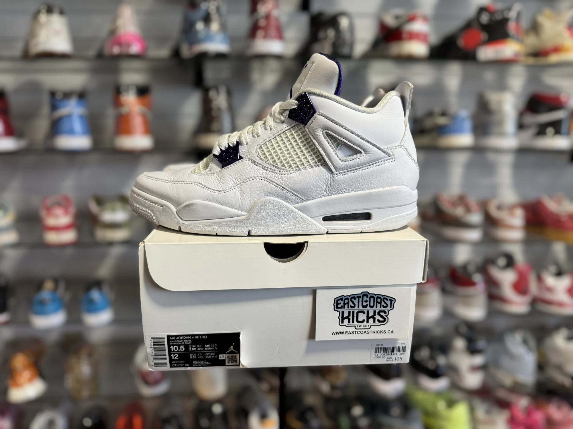 Preowned Jordan 4 Metallic Purple Size 10.5