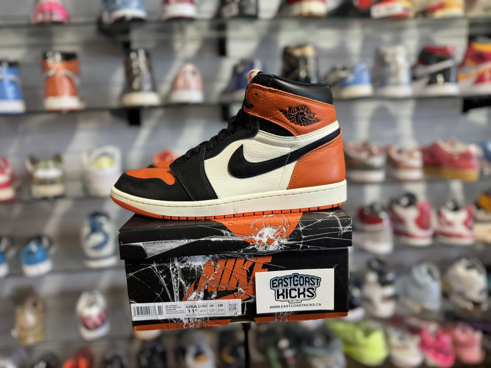 Preowned Jordan 1 Retro High OG Shattered Backboard Size 11.5